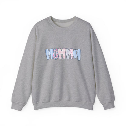 Momma Pink & Blue Floral Crewneck