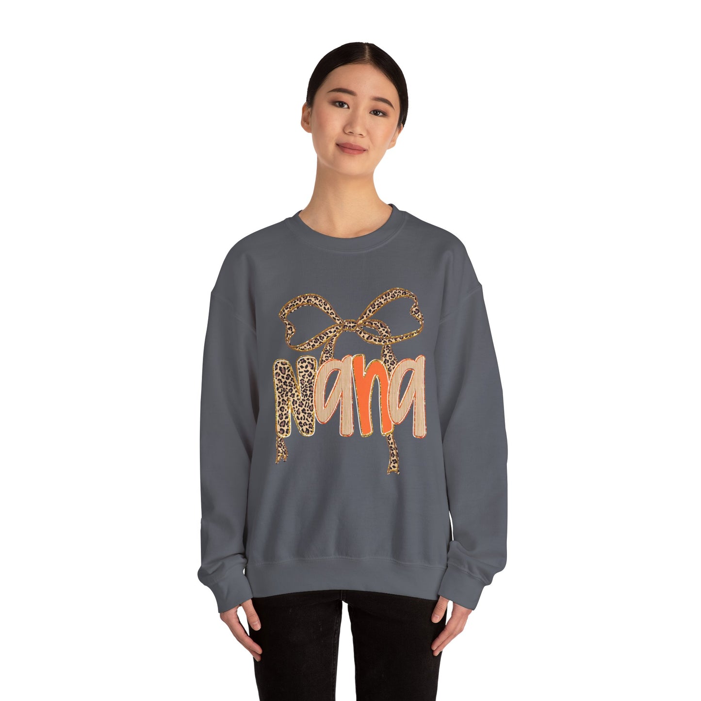 Leopard Print Nana Crewneck Sweatshirt, Cozy Gift for Grandmothers, Perfect for Birthdays, Mother's Day, Family Gatherings, Casual Wear