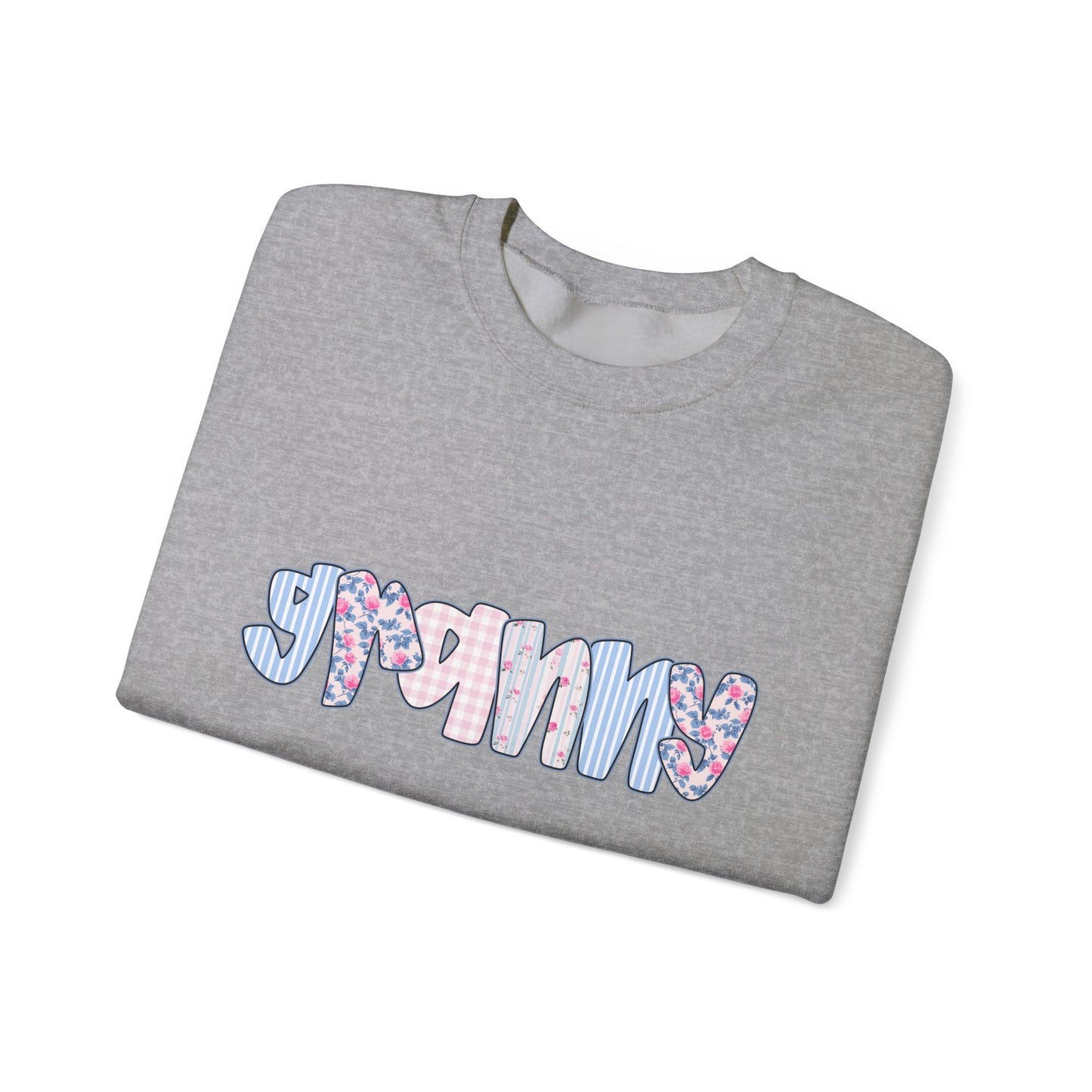 Granny Pink & Blue Floral Crewneck