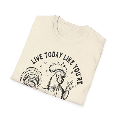 Funny Graphic T-Shirt, Live Today Like You're Getting Fried Tomorrow Tee, Gift for Chicken Lovers, Casual Wear, Humorous Shirt