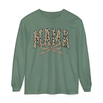 Mama Camo Long Sleeve Tee, Comfortable Unisex T-Shirt for Moms, Perfect Gift for Mother's Day, Casual Wear, Family Outings, Everyday Style