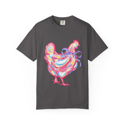 Colorful Chicken T-Shirt - Whimsical Farm Animal Tee, Gift for Animal Lovers, Unique Art Shirt, Cozy Casual Wear, Fun Birthday Present