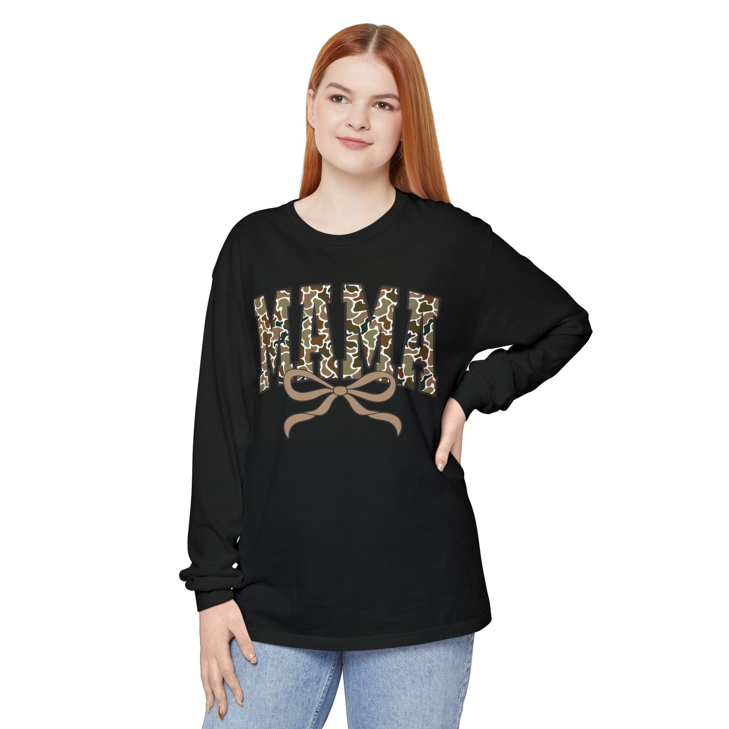 Mama Camo Long Sleeve Tee, Comfortable Unisex T-Shirt for Moms, Perfect Gift for Mother's Day, Casual Wear, Family Outings, Everyday Style