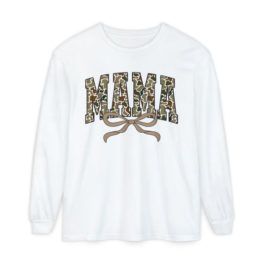 Mama Camo Long Sleeve Tee, Comfortable Unisex T-Shirt for Moms, Perfect Gift for Mother's Day, Casual Wear, Family Outings, Everyday Style