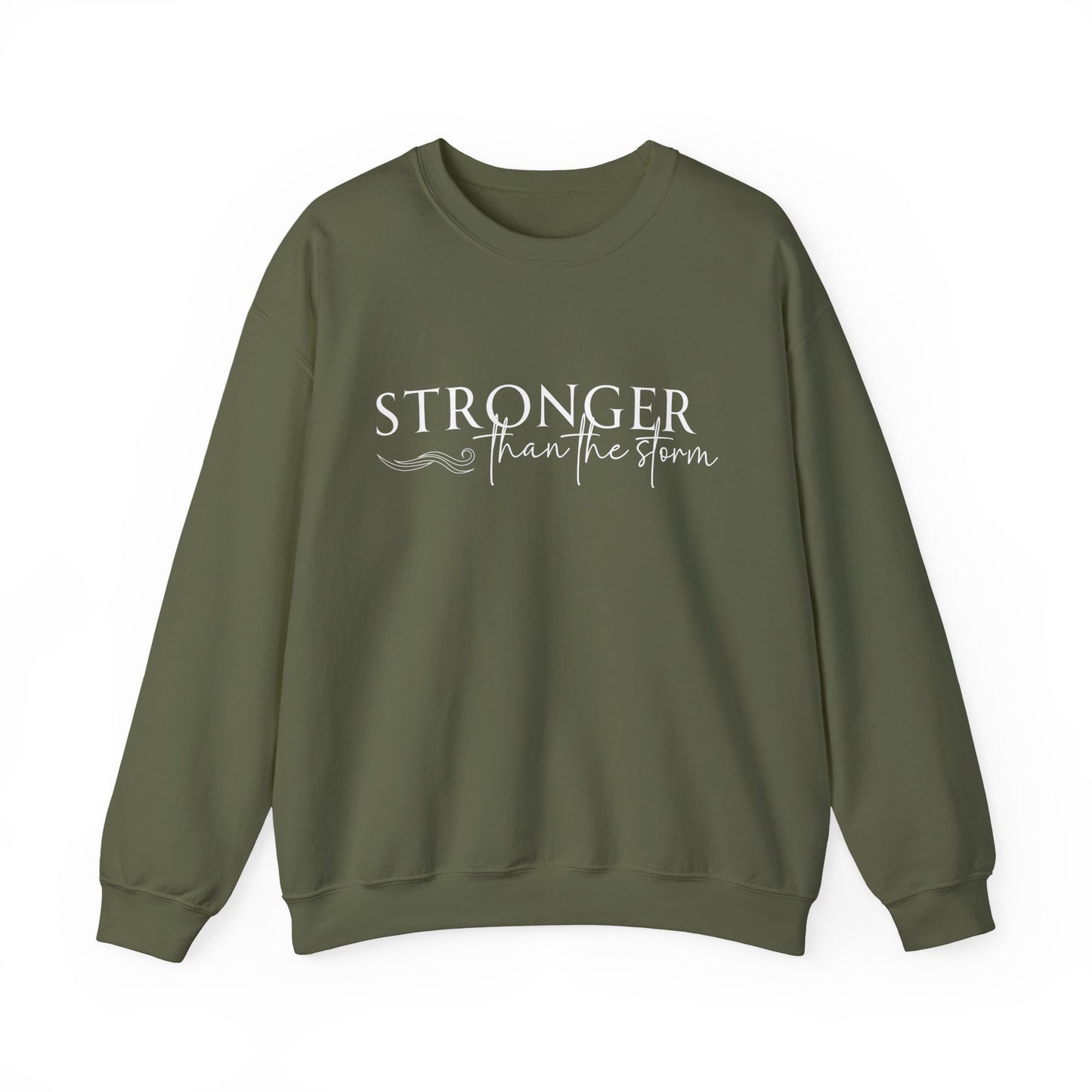 Empowering Crewneck Sweatshirt - "Stronger Than the Storm" - Cozy Gift for Resilience, Fitness, Motivation