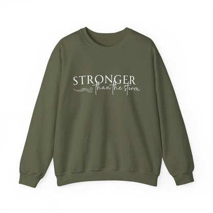 Empowering Crewneck Sweatshirt - "Stronger Than the Storm" - Cozy Gift for Resilience, Fitness, Motivation