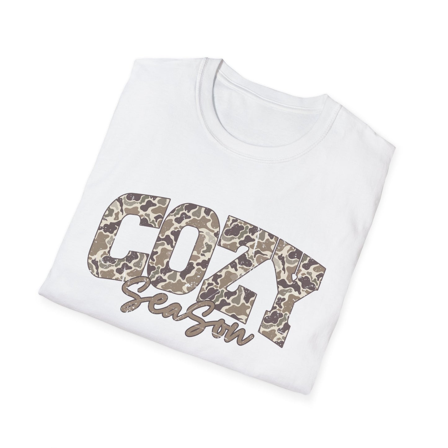 Cozy Season Camo GIldan Softstyle T-Shirt
