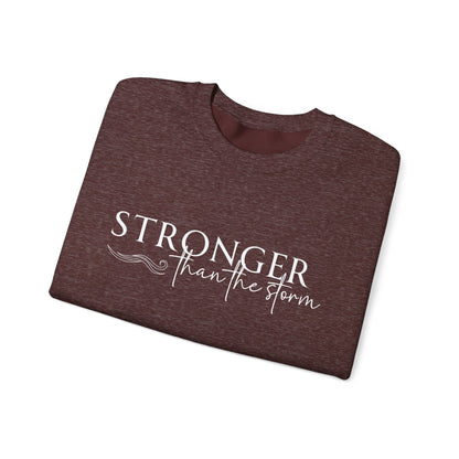 Empowering Crewneck Sweatshirt - "Stronger Than the Storm" - Cozy Gift for Resilience, Fitness, Motivation