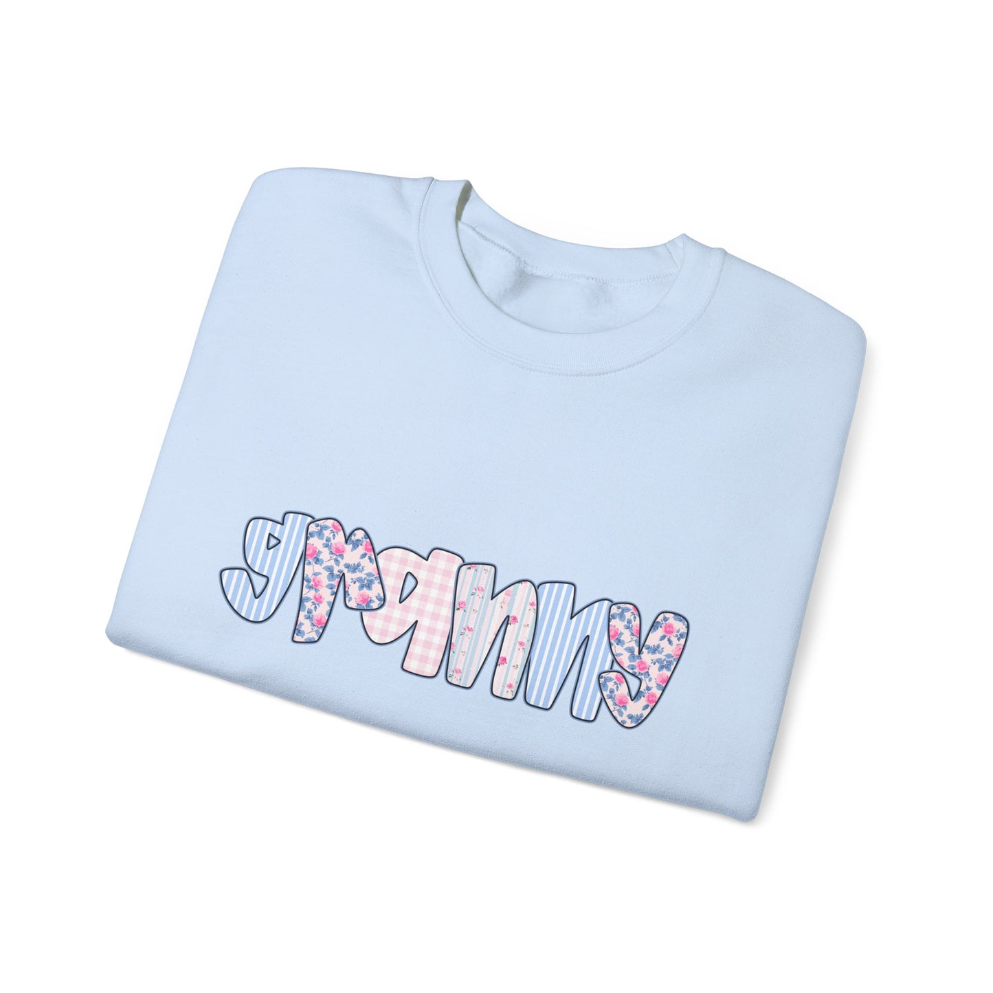 Granny Pink & Blue Floral Crewneck