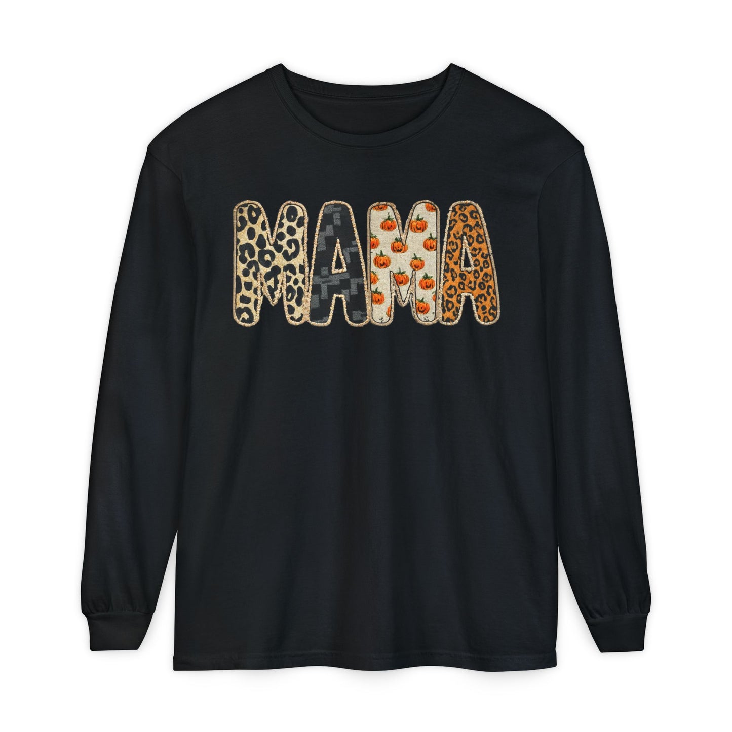 Unisex Mama Long Sleeve Tee, Cozy Graphic Top for Moms, Mother's Day Gift, Casual Wear, Animal Print Style