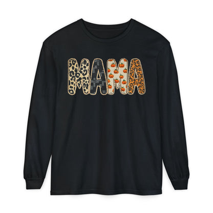 Unisex Mama Long Sleeve Tee, Cozy Graphic Top for Moms, Mother's Day Gift, Casual Wear, Animal Print Style
