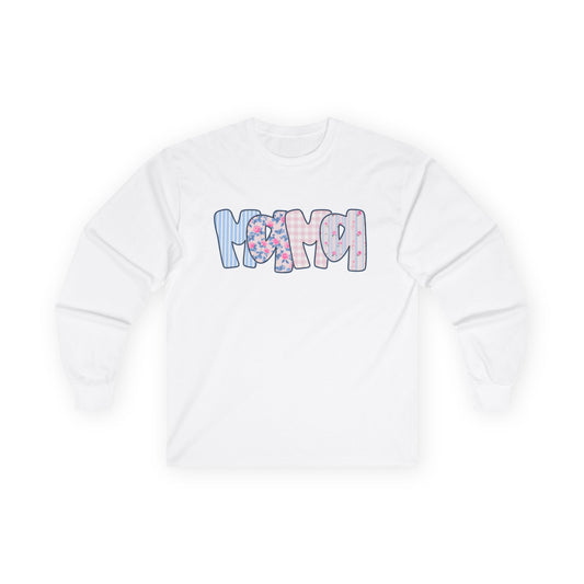 Mama Pink & Blue Floral Long Sleeve