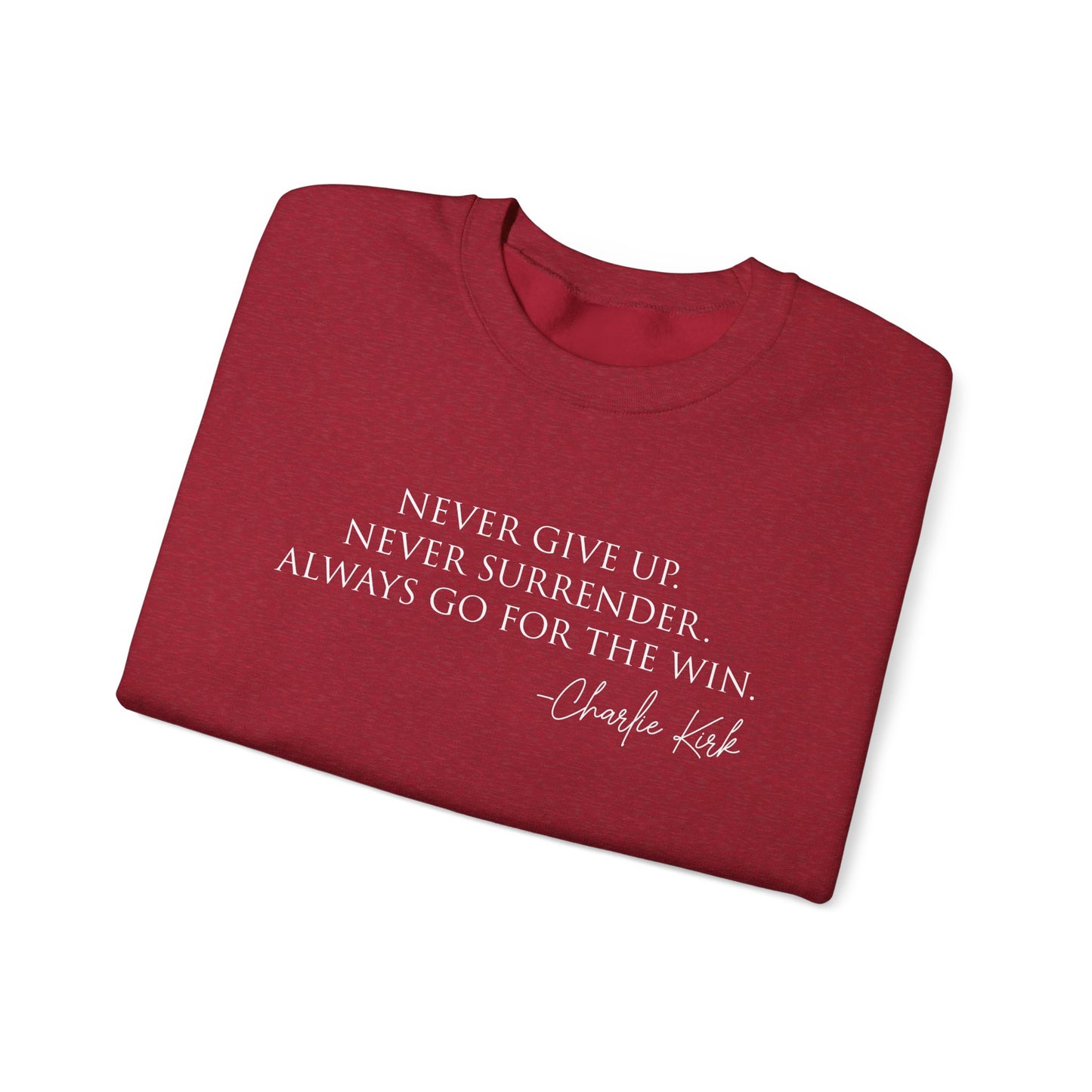 Motivational Crewneck Sweatshirt - Never Give Up, Inspirational Gift, Cozy Sweatshirt, Unisex Apparel, Perfect for Fitness and Everyday Wear