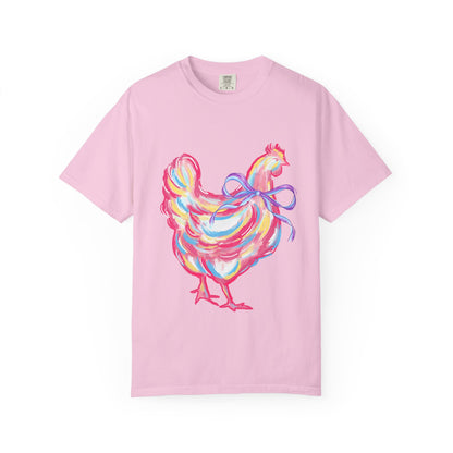 Colorful Chicken T-Shirt - Whimsical Farm Animal Tee, Gift for Animal Lovers, Unique Art Shirt, Cozy Casual Wear, Fun Birthday Present