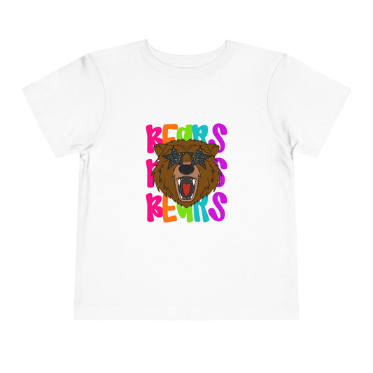 Vibrant Bear Graphic Toddler Tee, Cute Kids Shirt, Fun Summer Outfit, Animal Lover Gift, Playful Toddler Apparel