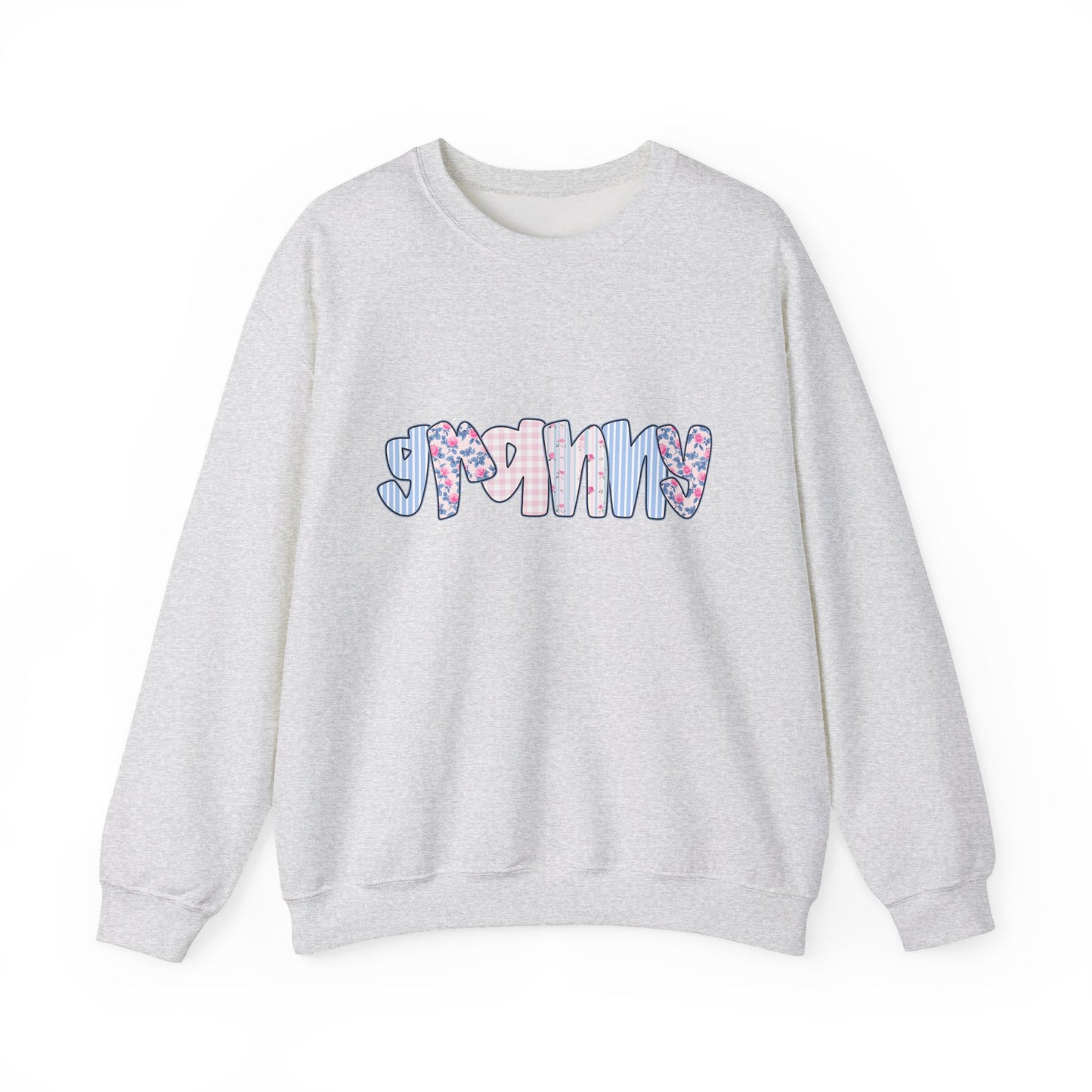 Granny Pink & Blue Floral Crewneck
