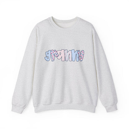 Granny Pink & Blue Floral Crewneck
