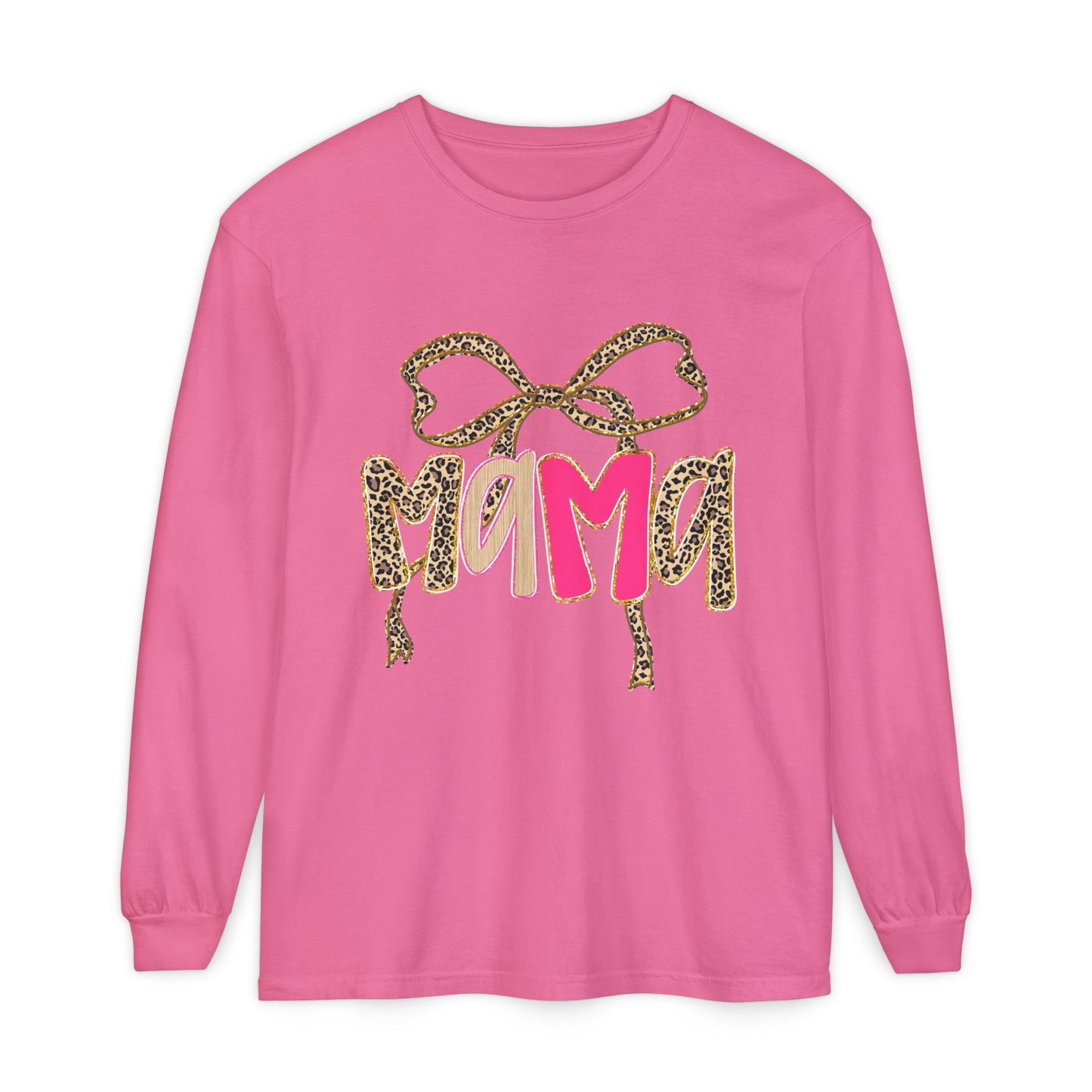 Mama Neon Leopard Long Sleeve T-Shirt