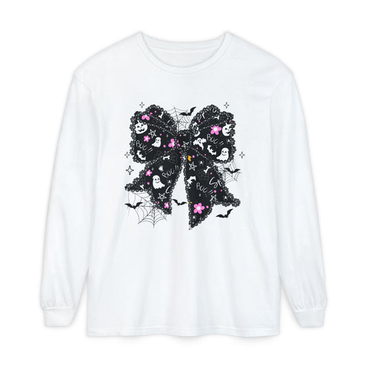 Gothic Butterfly T-Shirt, Unisex Long Sleeve Tee, Halloween Casual Wear, Graphic Tee Gift, Cute Spooky Apparel