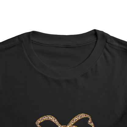 Mini Bow Toddler Tee, Cute Kids T-shirt, Birthday Gift for Girls, Animal Print Shirt, Children's Casual Wear