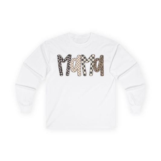 Mama Leopard & Checkered Long Sleeve Tee