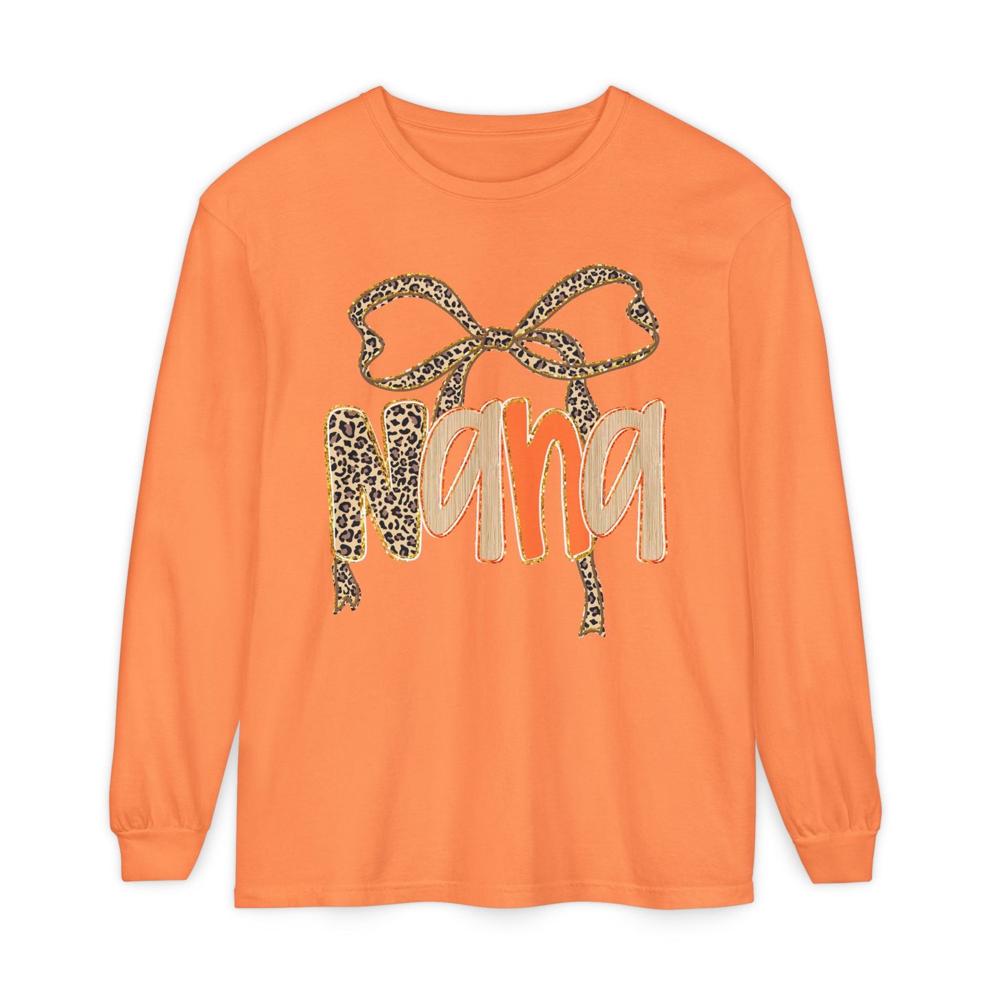 Nana Leopard Print Long Sleeve T-Shirt, Gift for Nana, Birthday Gift, Mother's Day Shirt, Animal Print Tee, Fall Apparel