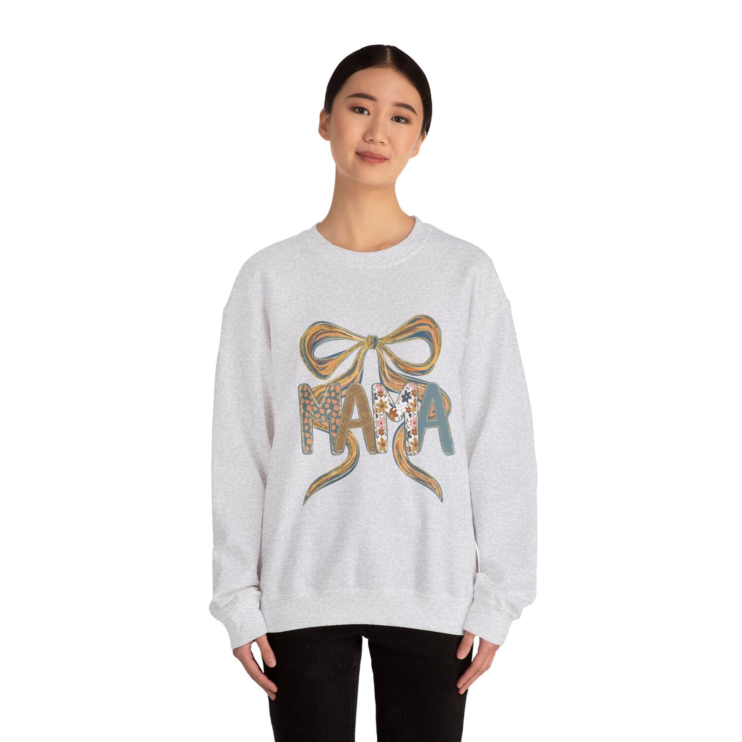 Floral Bow Mama Sweatshirt - Cozy Gift for Moms, Spring Fashion, Mother's Day, Birthday Present, Everyday Wear