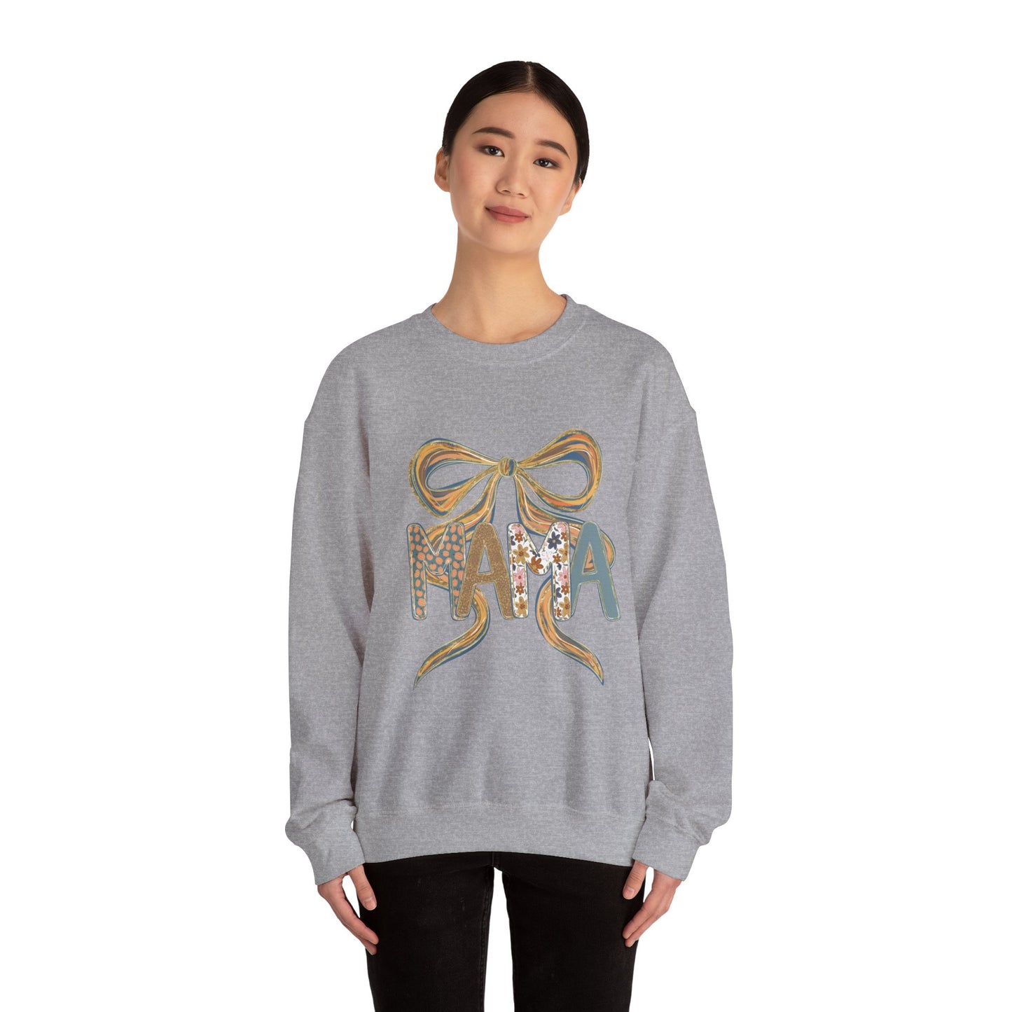 Floral Bow Mama Sweatshirt - Cozy Gift for Moms, Spring Fashion, Mother's Day, Birthday Present, Everyday Wear