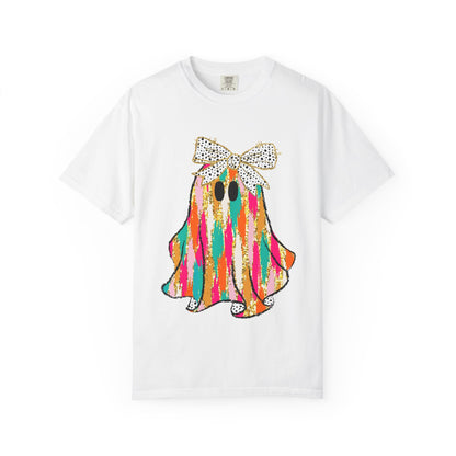 Colorful Ghost Graphic T-Shirt, Fun Unisex Tee, Halloween Shirt, Gift for Kids, Casual Wear, Festival Clothing