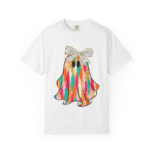 Colorful Ghost Graphic T-Shirt, Fun Unisex Tee, Halloween Shirt, Gift for Kids, Casual Wear, Festival Clothing