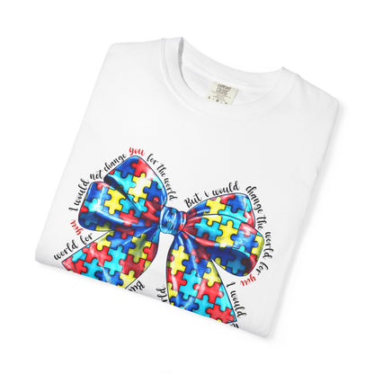 Colorful Puzzle Bow T-Shirt, Autism Awareness Tee, Unisex Comfort T-Shirt, Gift for Her, Gift for Him