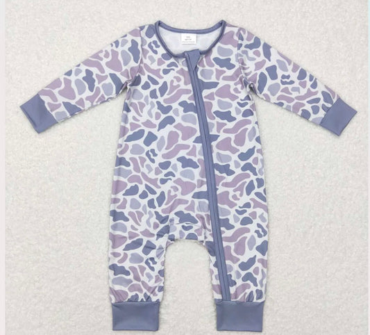 Boys Blue Camo Bamboo Romper