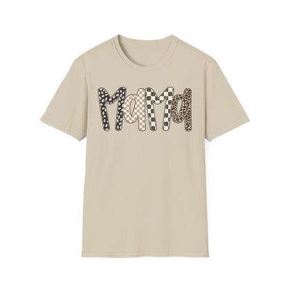 Mama Leopard & Checkered Print T-Shirt