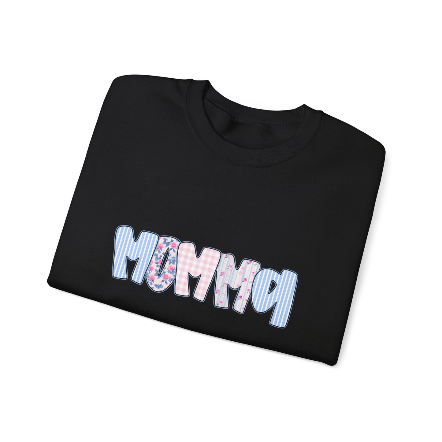 Momma Pink & Blue Floral Crewneck