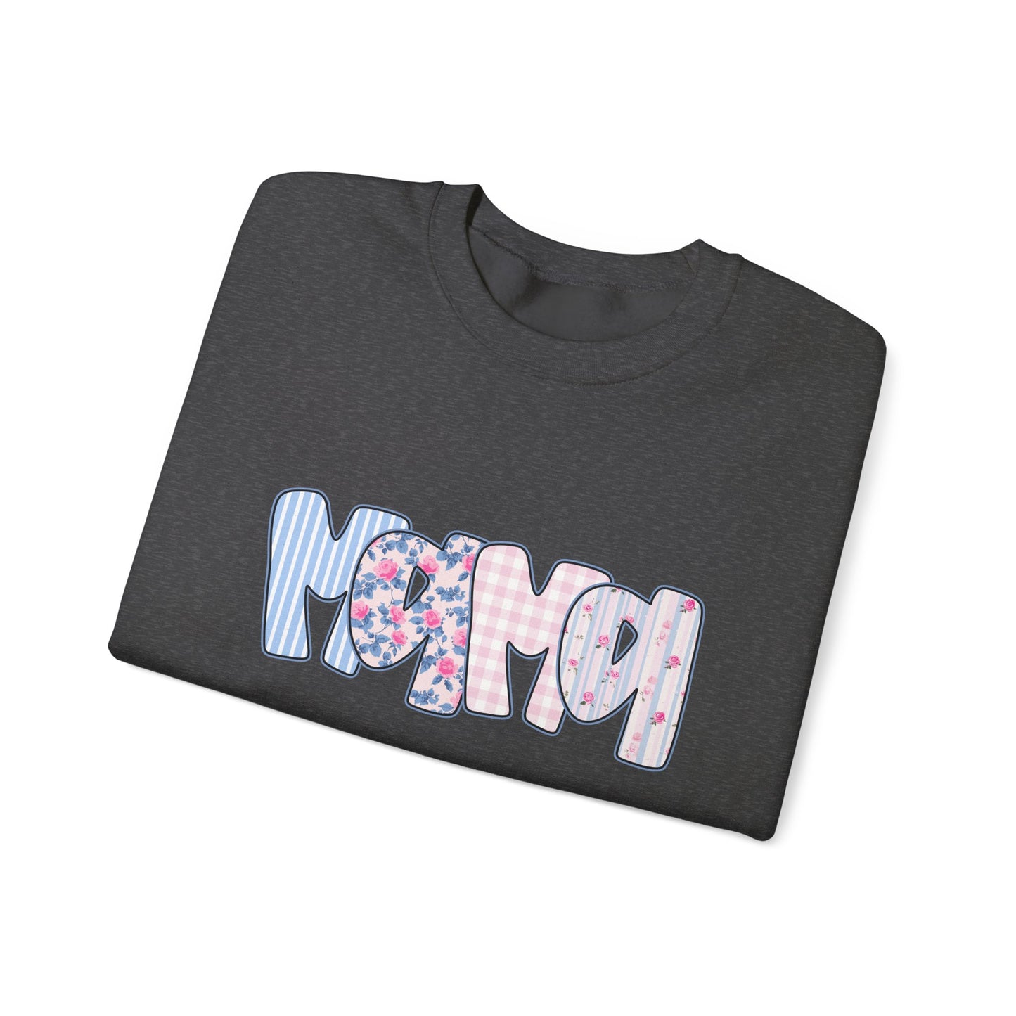 Mama Pink & Blue Floral Crewneck