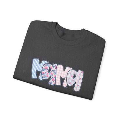 Mama Pink & Blue Floral Crewneck