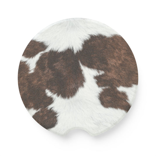 Cowhide Soapstone Car Coaster - Unique Car Accessory, Stylish Drink Holder, Home Decor, Gift for Cow Lovers, Car Accessories