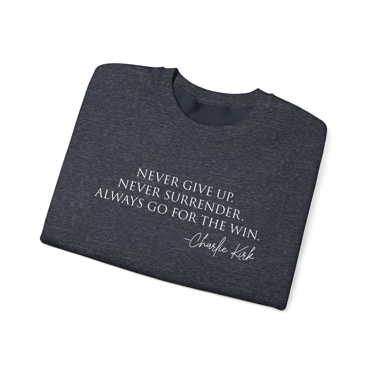Motivational Crewneck Sweatshirt - Never Give Up, Inspirational Gift, Cozy Sweatshirt, Unisex Apparel, Perfect for Fitness and Everyday Wear
