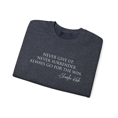 Motivational Crewneck Sweatshirt - Never Give Up, Inspirational Gift, Cozy Sweatshirt, Unisex Apparel, Perfect for Fitness and Everyday Wear