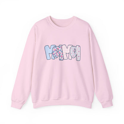 Mama Pink & Blue Floral Crewneck