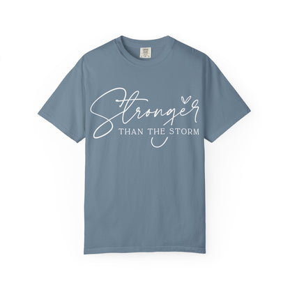 Unisex Motivational T-Shirt, Stronger Than the Storm Design, Inspirational Apparel, Casual Wear, Gift for Her, Positive Vibes