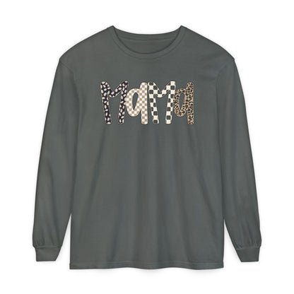 Mama Leopard Checkered Long Sleeve Tee