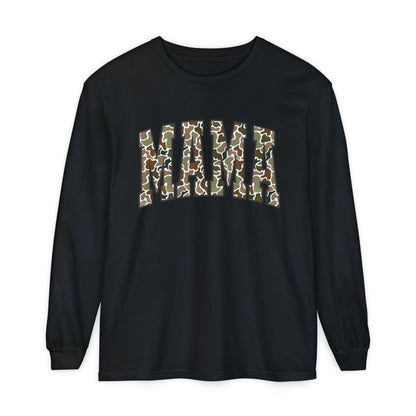 Unisex Long Sleeve T-Shirt, Camo Mama Tee, Perfect Gift for Moms, Casual Wear, Everyday Comfort