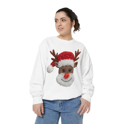 Festive Reindeer Sweatshirt Comfort Colors