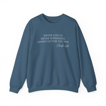 Motivational Crewneck Sweatshirt - Never Give Up, Inspirational Gift, Cozy Sweatshirt, Unisex Apparel, Perfect for Fitness and Everyday Wear