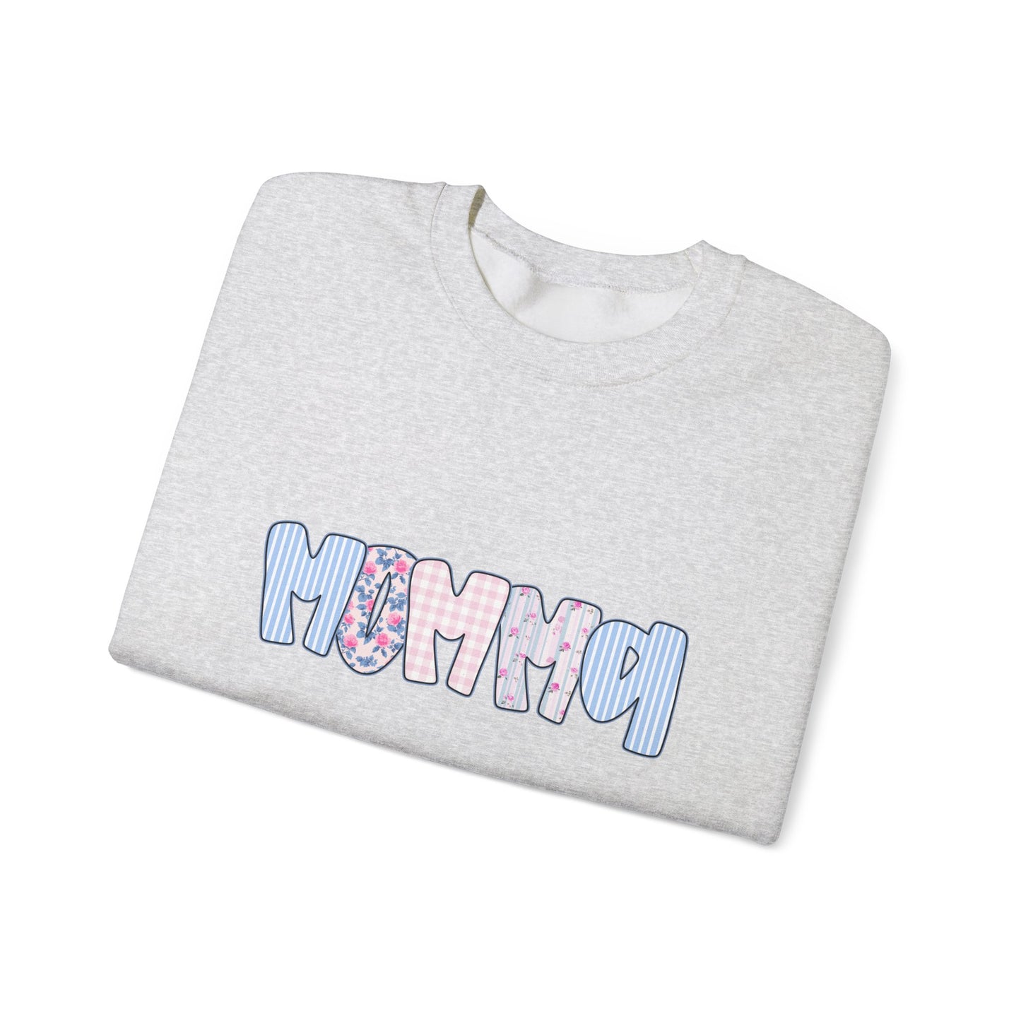Momma Pink & Blue Floral Crewneck