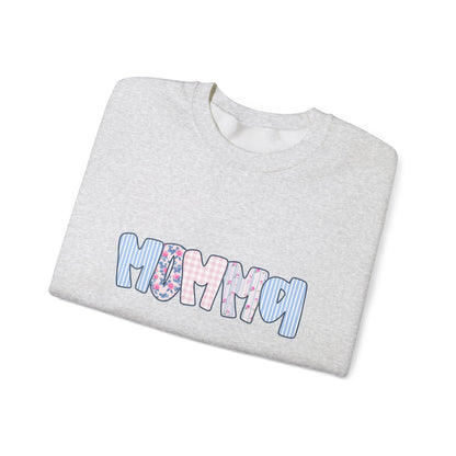 Momma Pink & Blue Floral Crewneck