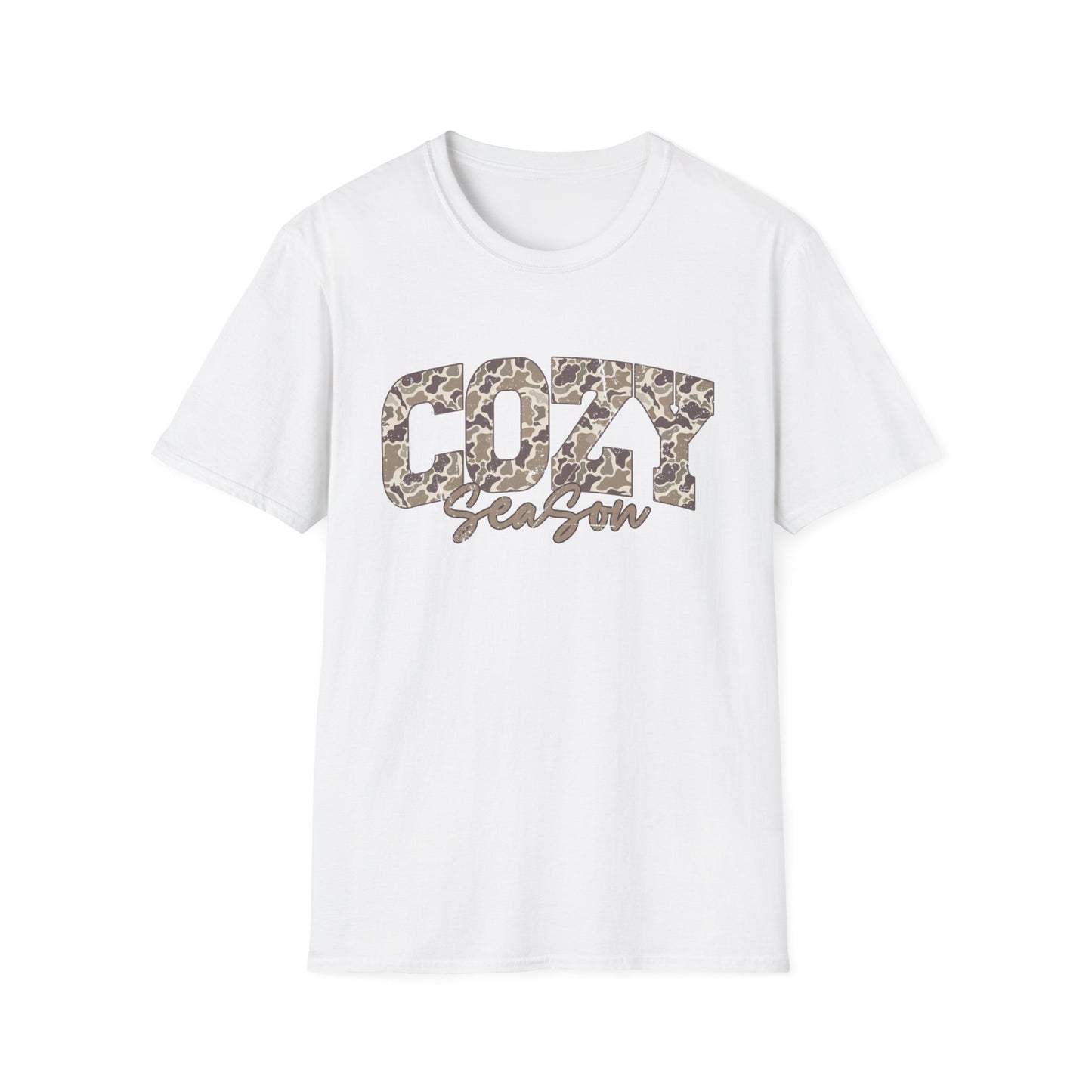 Cozy Season Camo GIldan Softstyle T-Shirt