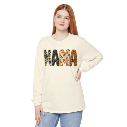 Unisex Mama Long Sleeve Tee, Cozy Graphic Top for Moms, Mother's Day Gift, Casual Wear, Animal Print Style