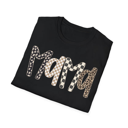 Mama Leopard & Checkered Print T-Shirt